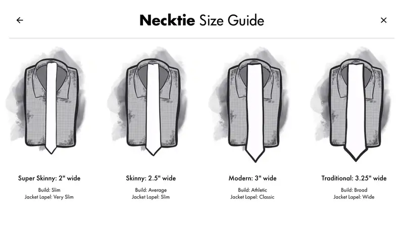 Tie Bar Tie Size Guide