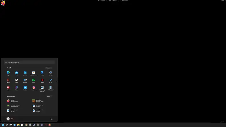 Screenshot of safe mode