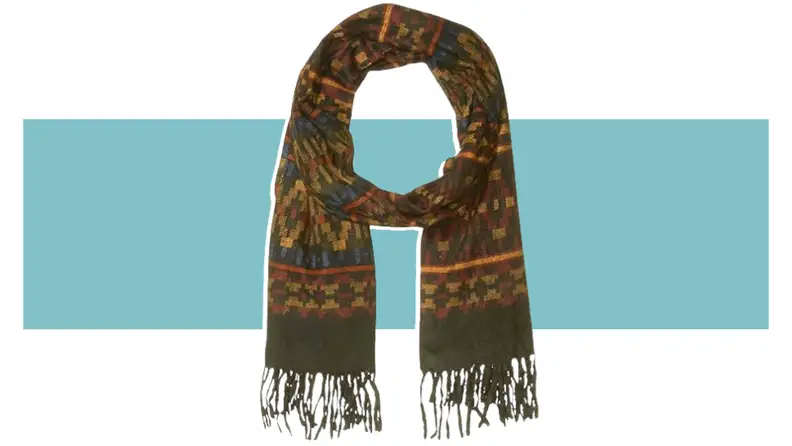 An Andrew Scott winter scarf on a colorful background