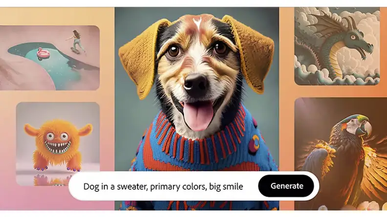 An AI generated dog with a command prompt beneath it.