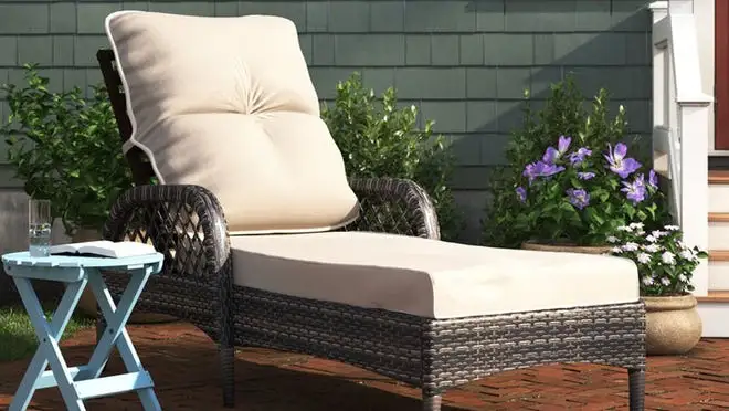 Lawn chair with cushions outdoors