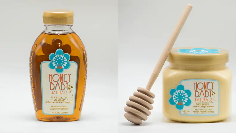 Two honey-inspired hair products.