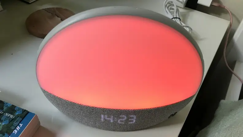 The Hatch restore illuminated on a bedside table