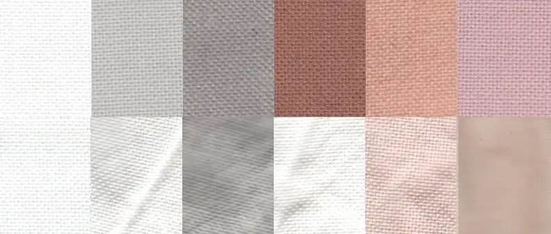 Before and after test stain results using the Normal cycle. From left to right: control, sweat, dirt, blood, cocoa, and red wine.