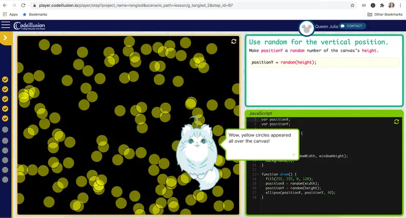 In Disney Codeillusion, Mimir guides you through each coding lesson step by step.