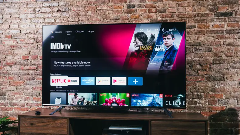The Hisense U7G displaying its Android TV smart platform home screen