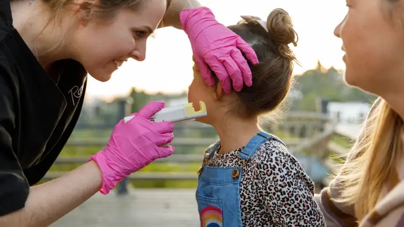 One of Rowan's registered nurses does the piercing in the comfort of your home.