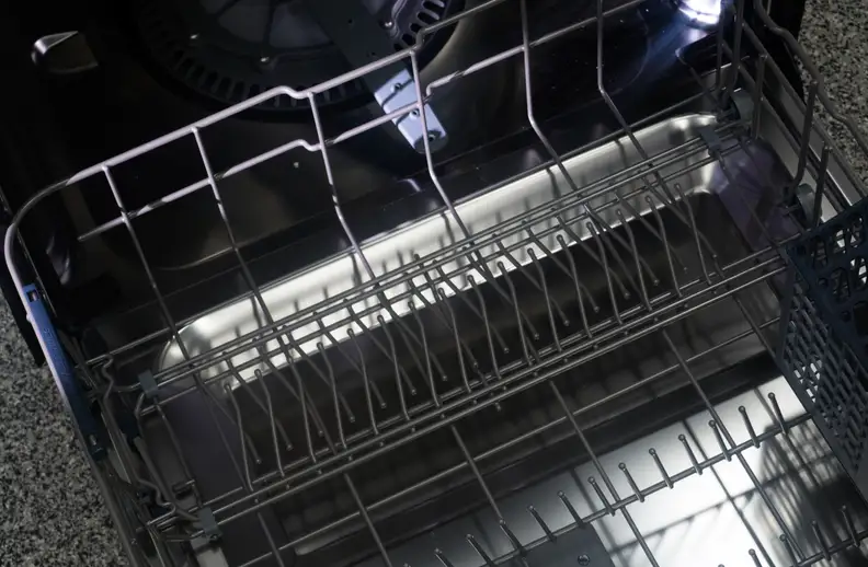 folded down tines on lower rack