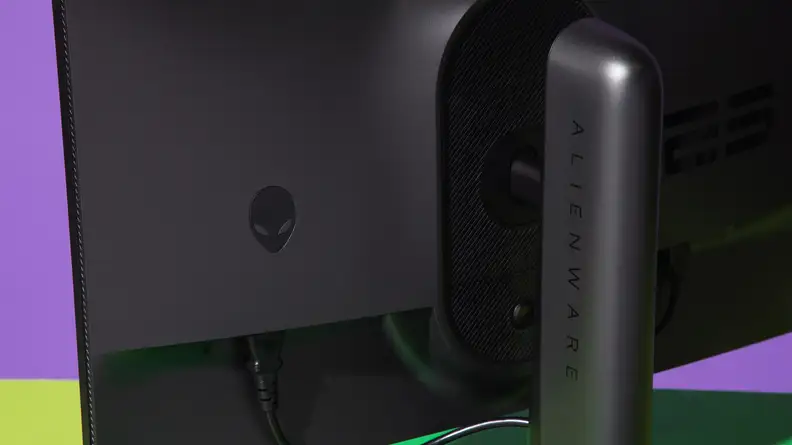 Black back panel on the Alienware AW2523HF gaming monitor.