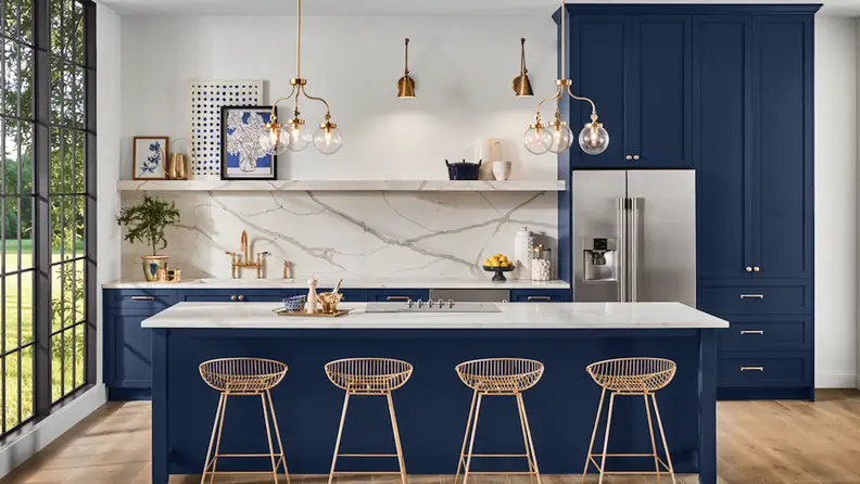 Sherwin-Williams Naval on kitchen cabinets
