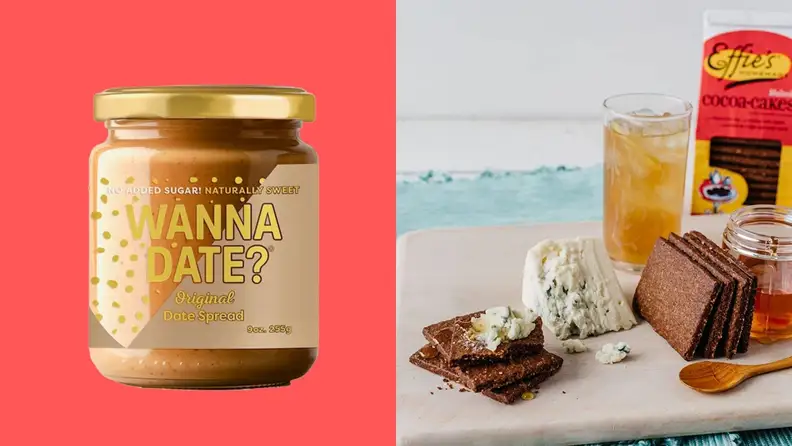 A jar of date spread is labeled: 