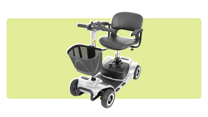 The Vive mobility scooter on a green and white background