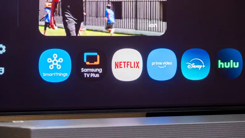 The bottom of a Samsung TV screen showing streaming apps