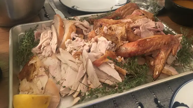 Turkey carved on table
