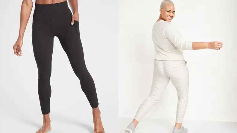 woman wearing black leggings, and a woman wearing white joggers