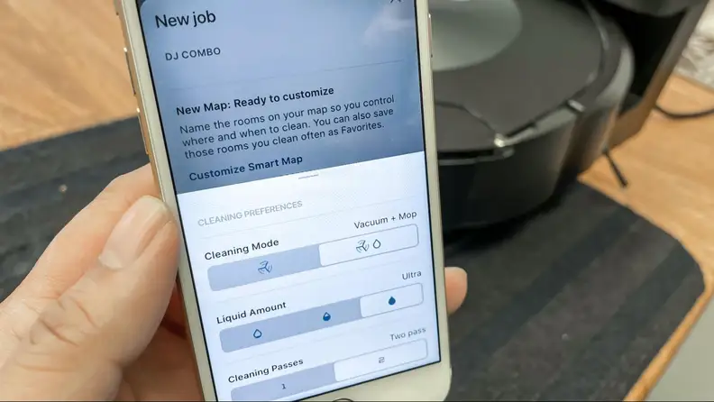 The iRobot OS app displayed on an iPhone.