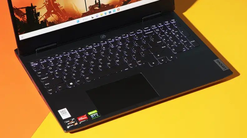 A close up of a laptop's keyboard and trackpad