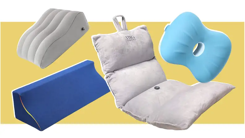 The Lokfehre, Fanwer, Big Hippo, and Omloon pillows on a yellow and white background