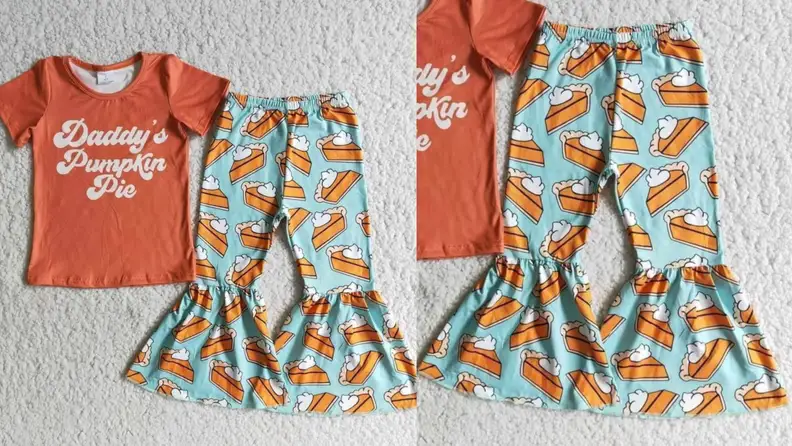 A 2-piece with pumpkin pies on the pants