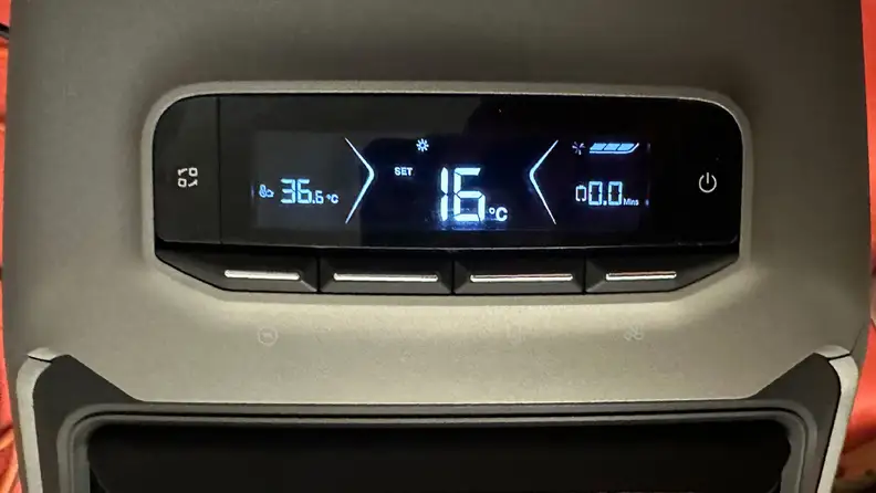A close-up of the EcoFlow Wave 2's control panel.