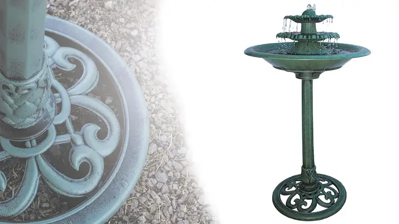 A green bird fountain