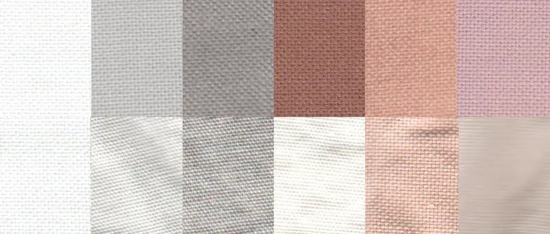 Before and after test stain results using the Normal cycle. From left to right: control, sweat, dirt, blood, cocoa, and red wine.