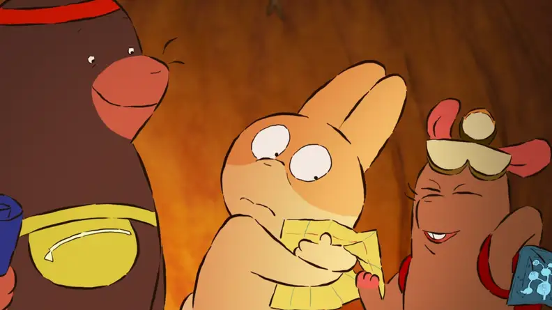 A screenshot from the short film Burrow featuring