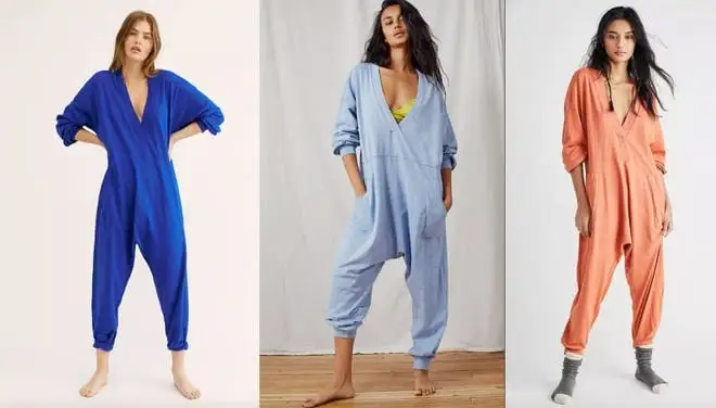 women wearing onesies in assorted colors