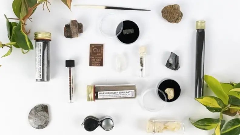 Various stones and science objects