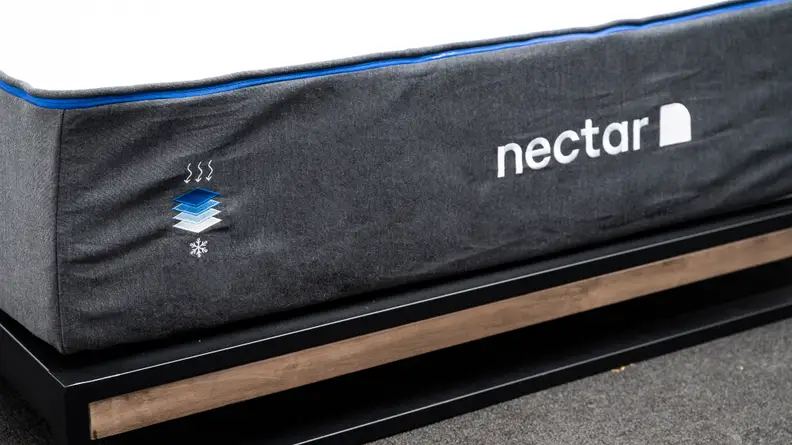 the foot of the nectar bed on a bed frame
