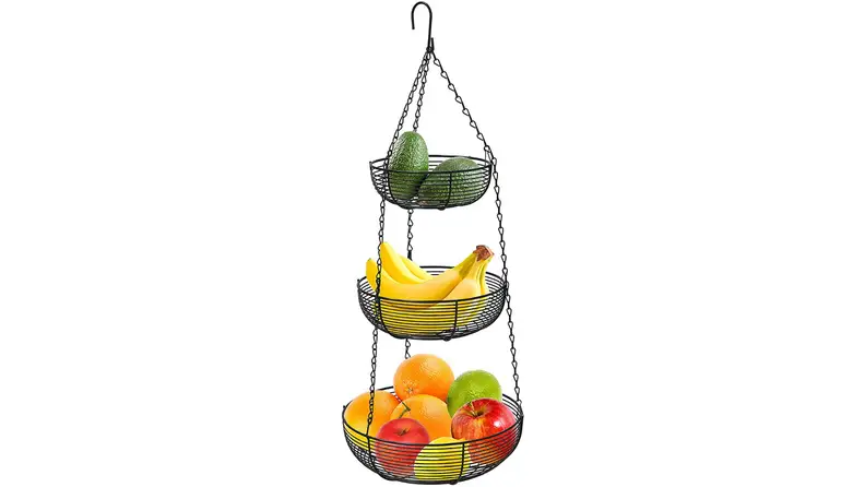 A tiered rack of fruit.