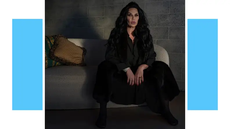 Renee Graziano wearing a monochromatic black outfit.