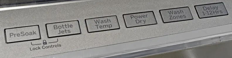 Six extra features each get their own button on the GE Profile PDT855S's control layout. You'll have to check the screen to see if they're on, though—no indicator lights here.