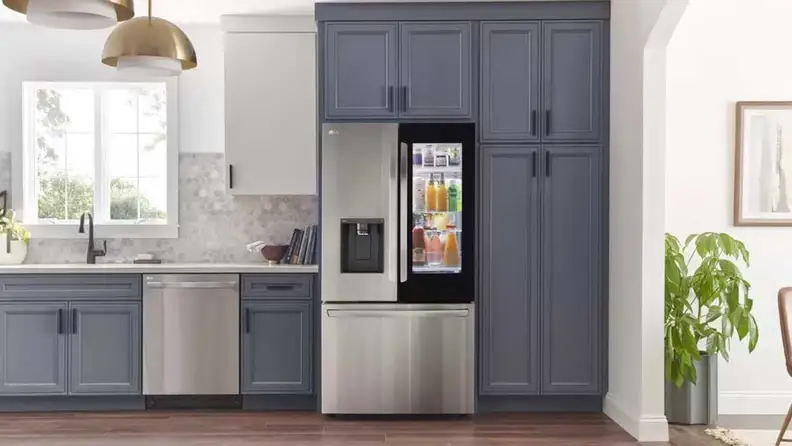 LG Smart InstaView Counter-Depth Max refrigerator in a kitchen.