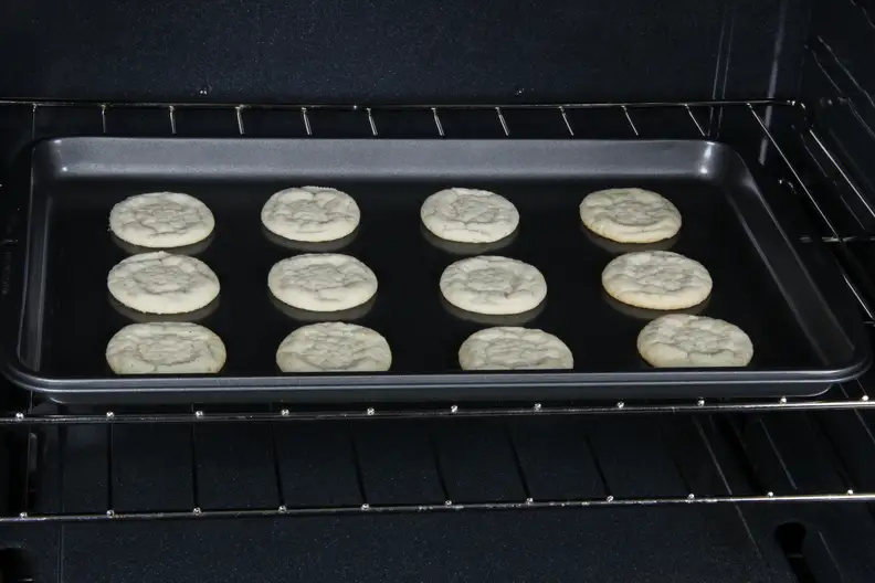 sheet of cookies in oven