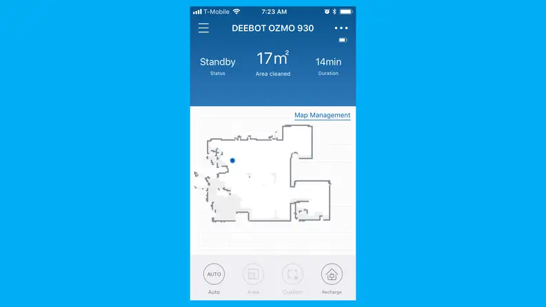The map tells you cycle time and area cleaned.