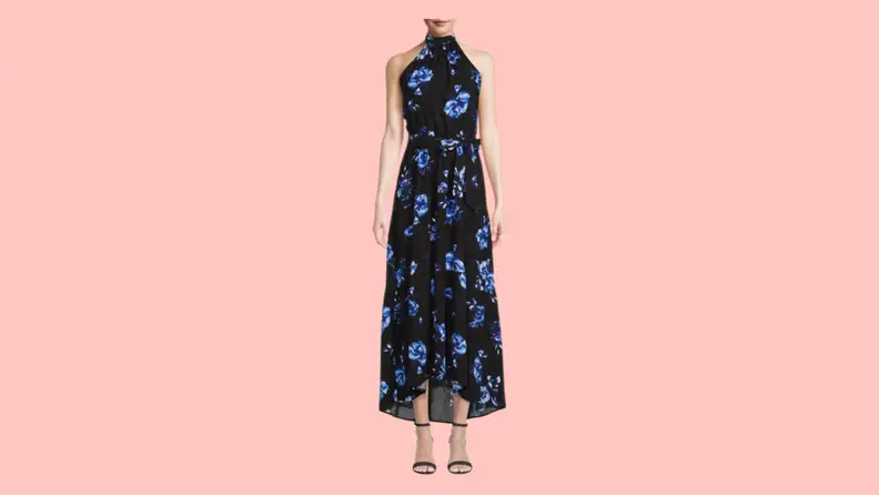 black maxi halter dress