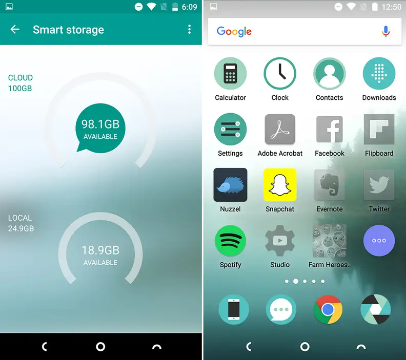 Screenshots of the Robin's storage system in use