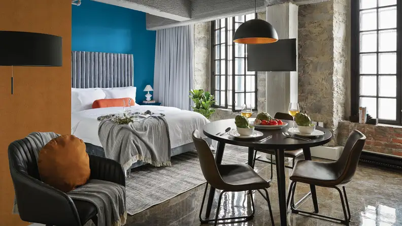 An accent wall painted with Chinese Porcelain, PPG's 2020 Color of the Year