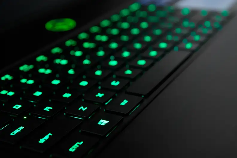 A photo of the Razer Blade Pro's backlighting.