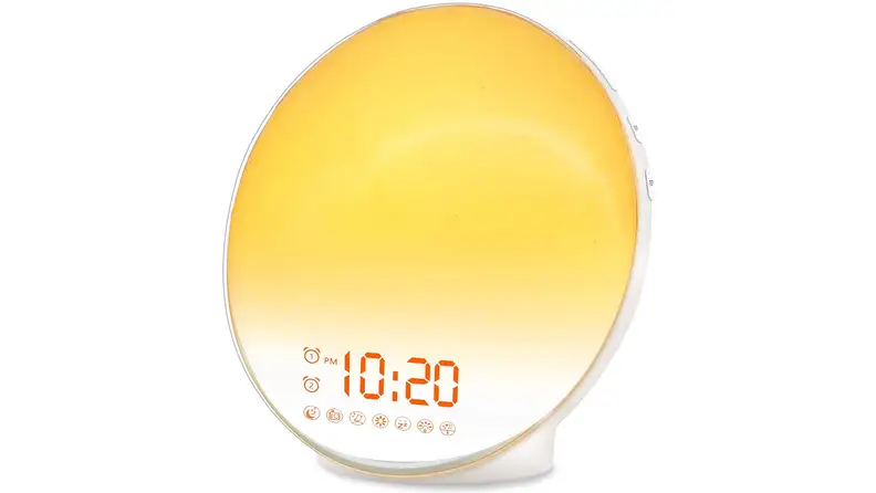 wake up sunrise alarm clock on white background