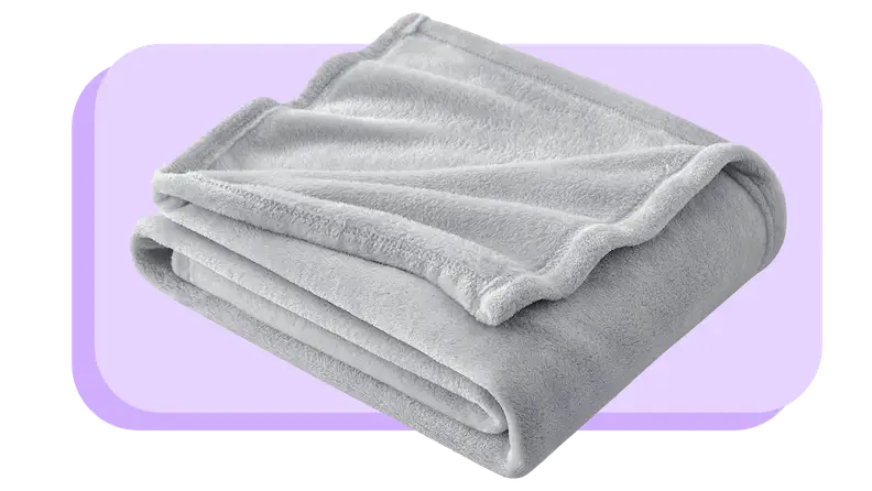 Product shot of the gray Bedsure Fleece Blanket folded into square.
