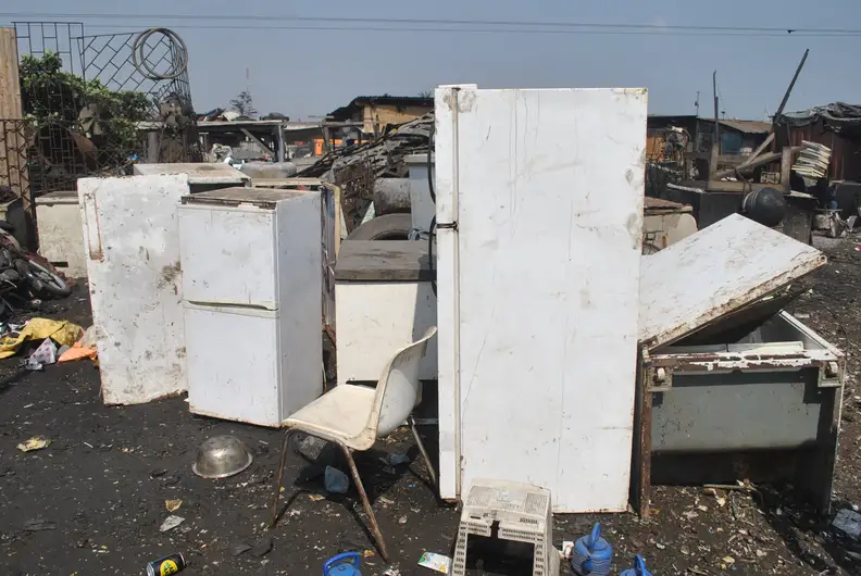 The remains of refrigerators at Agbogbloshie