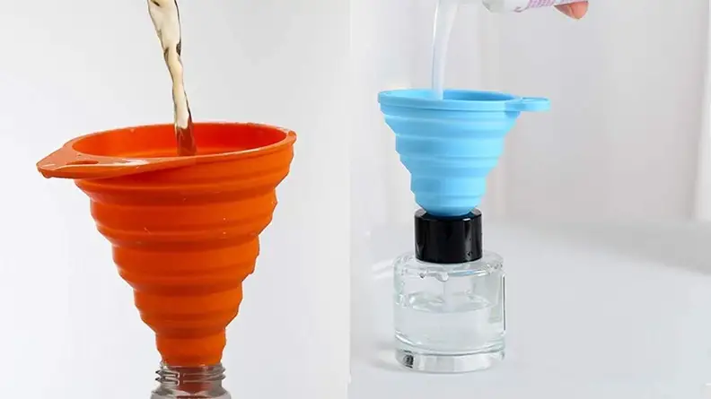 These funnels collapse flat for easy storage.