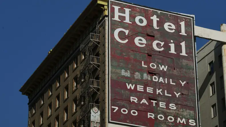 The exterior of the Hotel Cecil, as depicted in "Crime Scene: The Vanishing at the Cecil Hotel."