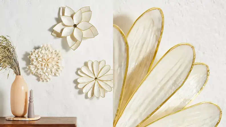 Close up of capiz flower artwork.