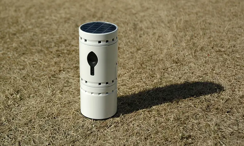 The smart sensor is just under 7 inches tall, making it an unobtrusive presence in the farm.
