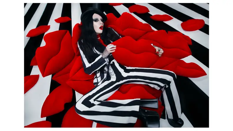 Pillows shaped like red lips