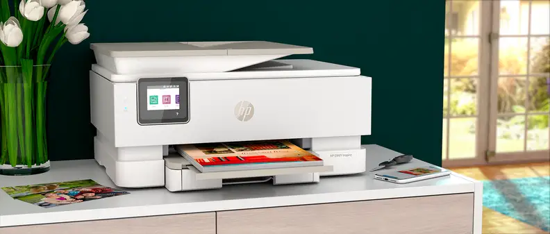 A home office printer sitting on a table