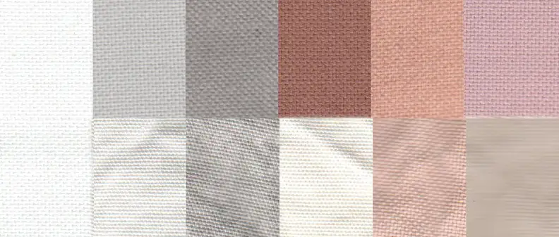 A before and after image of a stain strip cleaned by the WTW4815EW. The stains from starting from the left are: the control, sweat, oil, pig's blood, cocoa, and red wine.